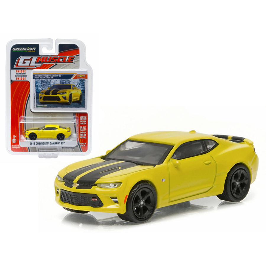 2016 Chevrolet Camaro Ss Bright Yellow 1/64 Diecast Model Car By Greenlight 13160e