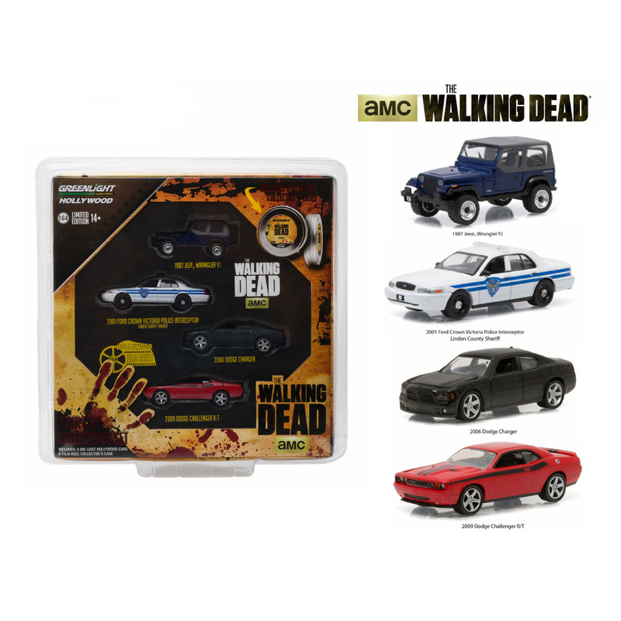 Hollywood Film Reels Series 4 The Walking Dead (2010-current) Tv Series 4 Cars Set 1/64 Diecast Model Cars By Greenlight 59040b
