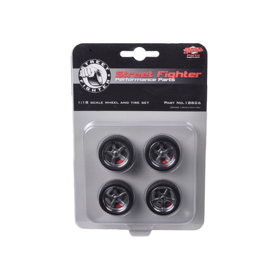 5 Spoke Wheels And Tire Pack 4 Pieces From 1970 Chevrolet Nova Street Fighter Overkill 1/18 By Gmp 18826