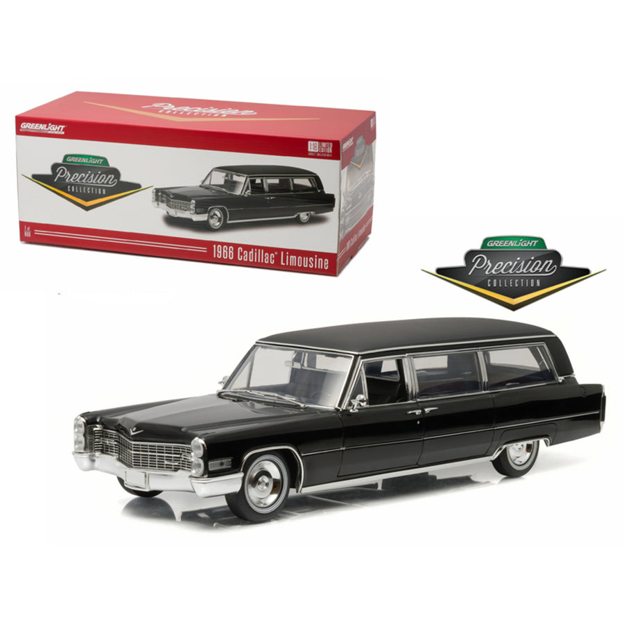 1966 Cadillac S&s Limousine Black Precision Collection Limited Edition 1/18 Diecast Model Car  By Greenlight 18002