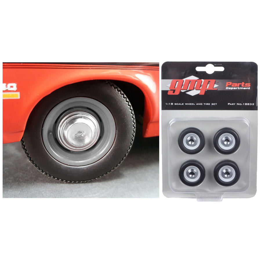 Wheel And Tire Set Of 4 From 1970 Yenko Nova Dog Dish 1/18 By Gmp 18832