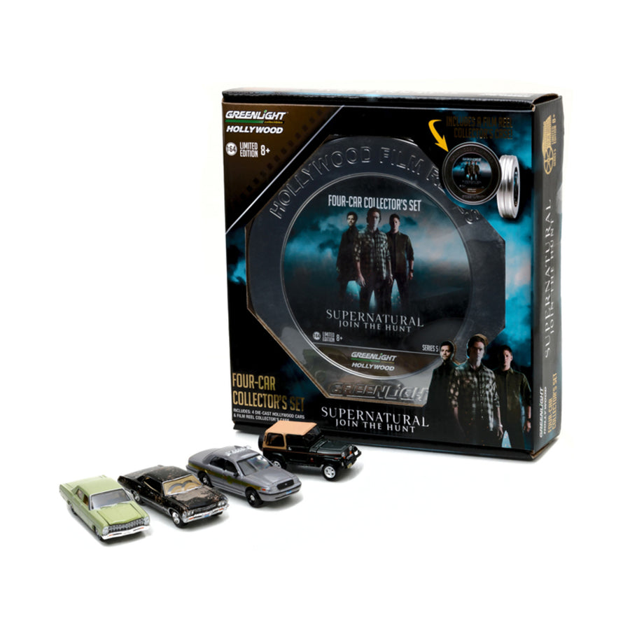 Hollywood Film Reels Series 5, 4pc Set Supernatural (2005-current) Tv Series Season 3-10 Edition 1/64 Diecast Model Cars  By Greenlight 59050a