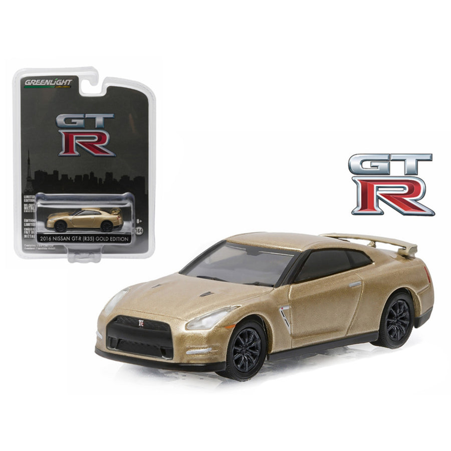 2016 Nissan Gt-r (r35) Gold Edition Gt-r 45th Anniversary Collection 1/64 Diecast Model Car By Greenlight 27850f