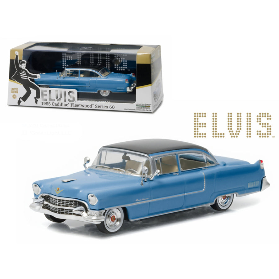 Elvis Presley 1955 Cadillac Fleetwood Series 60 Blue Cadillac (1935-1977) 1/43 Diecast Model Car  By Greenlight 86493