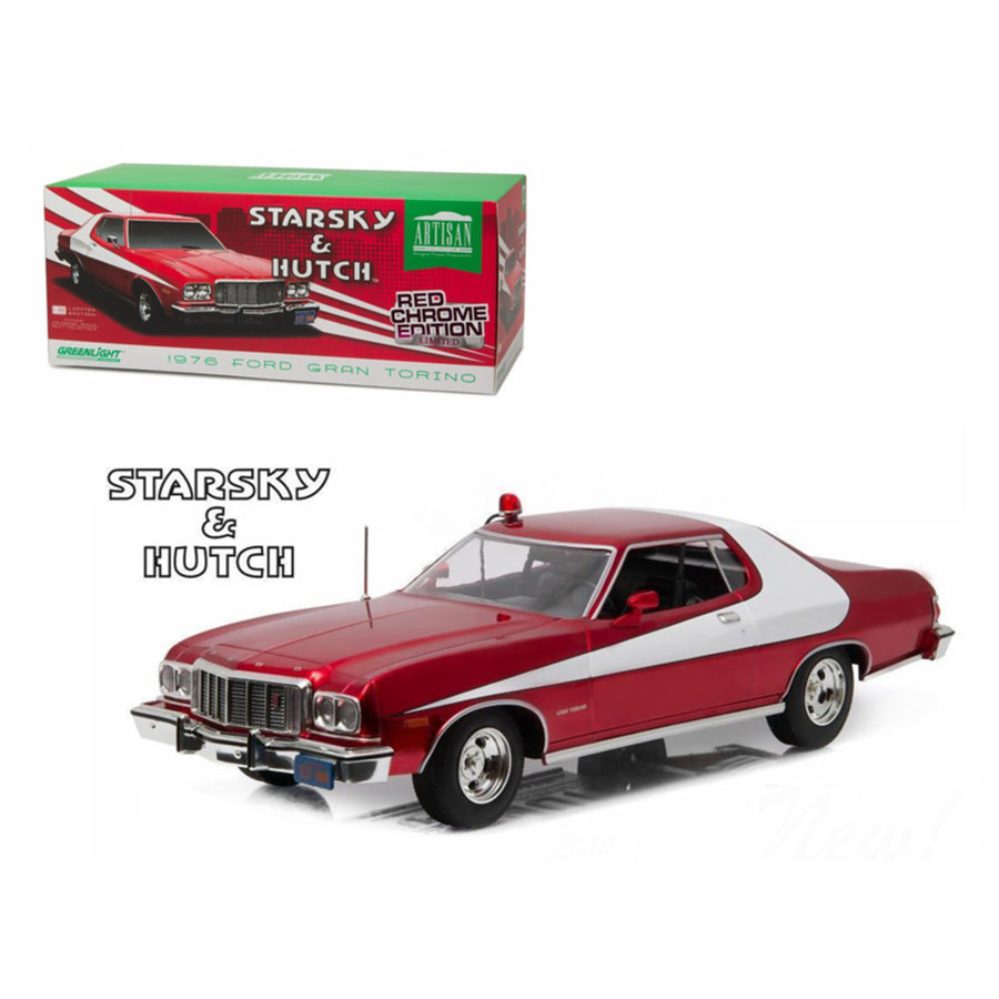 1976 Ford Gran Torino Starsky And Hutch Red Chrome Edition (tv Series 1975-79) 1/18 Diecast Model Car By Greenlight 19023