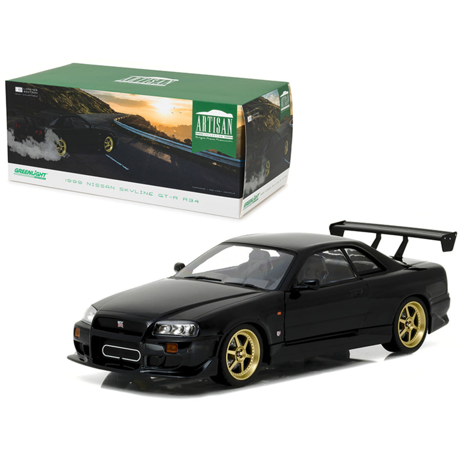 1999 Nissan Skyline Gt-r (r34) Black 1/18 Diecast Model Car By Greenlight 19030