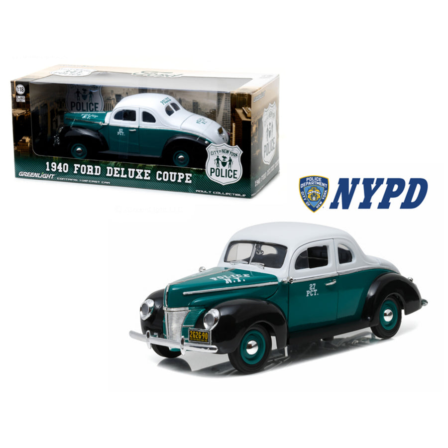 1940 Ford Deluxe Coupe New York City Police Department (nypd) 1/18 Diecast Model Car By Greenlight 12972