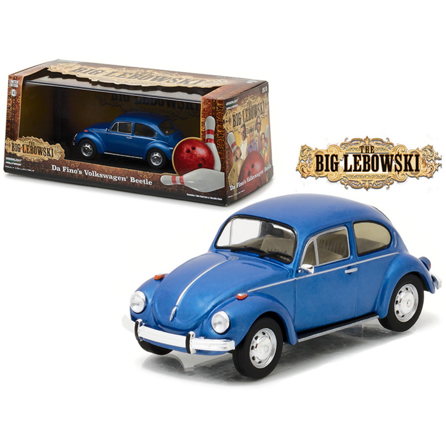 Da Finos Volkswagen Beetle Blue The Big Lebowski Movie (1998) 1/43 Diecast Model Car By Greenlight 86496