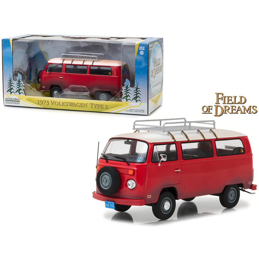 1973 Volkswagen Bus Type 2 (t2b) Red Field Of Dreams Movie (1989) 1/24 Diecast Model By Greenlight 84034