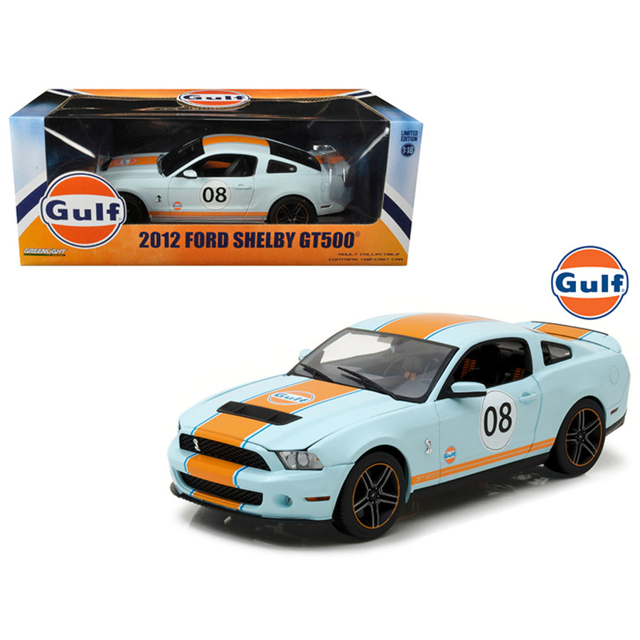 2012 Ford Mustang Shelby Gt500 Gulf Oil #08 1/18 Diecast Model Car By Greenlight 12990