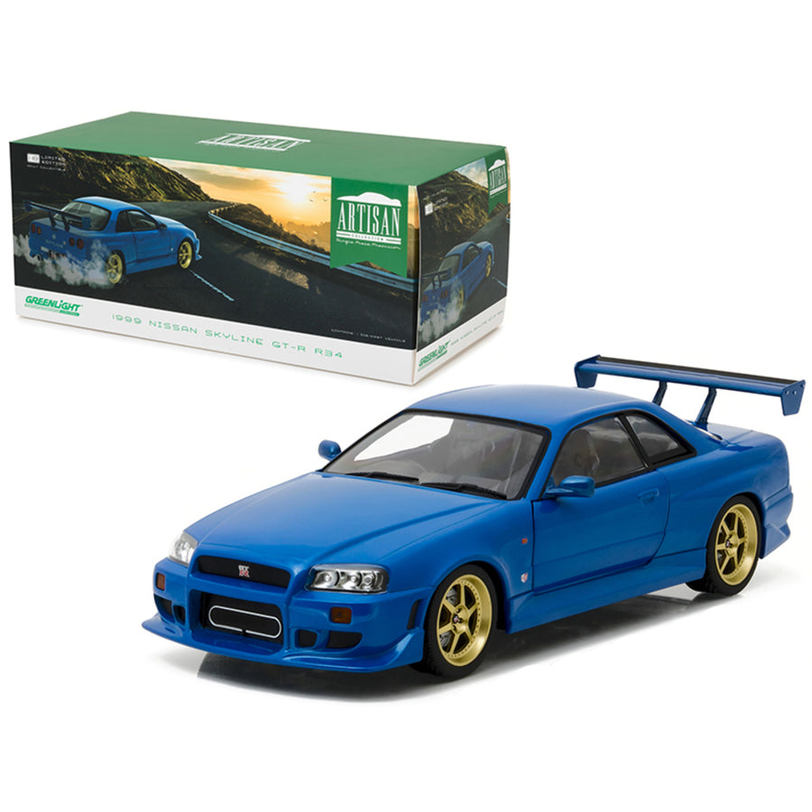 1999 Nissan Skyline Gt-r (r34) Bayside Blue 1/18 Diecast Model Car By Greenlight 19032