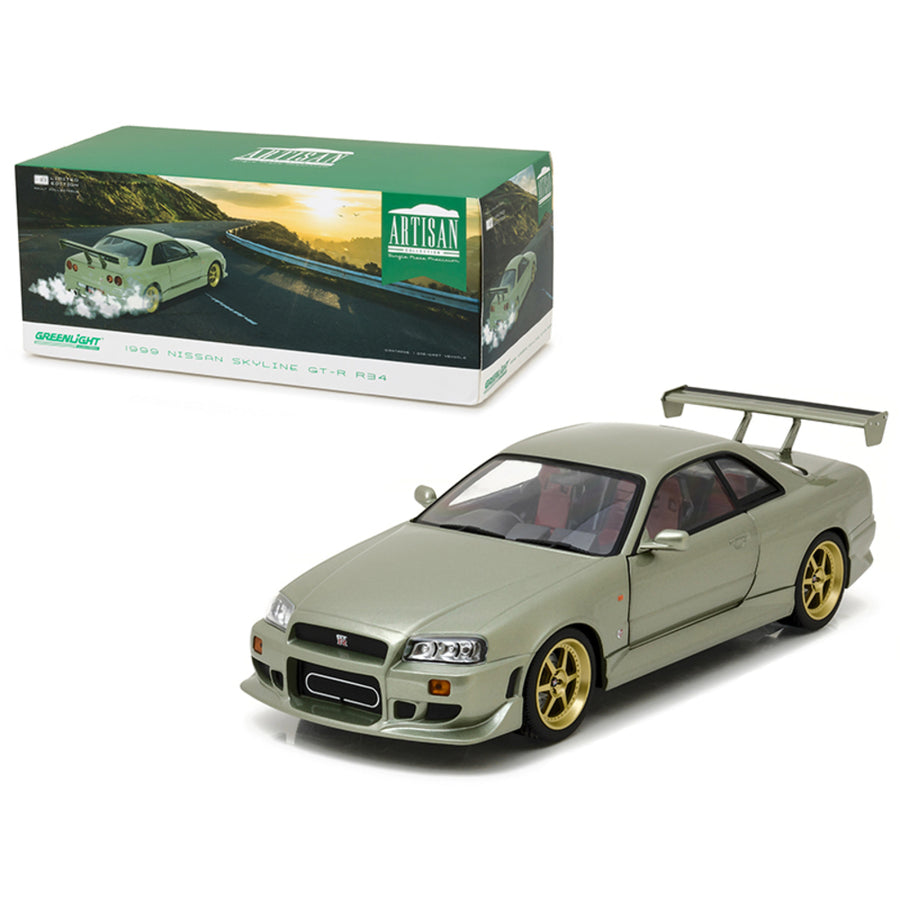 1999 Nissan Skyline Gt-r (r34) Millennium Jade 1/18 Diecast Model Car  By Greenlight 19033
