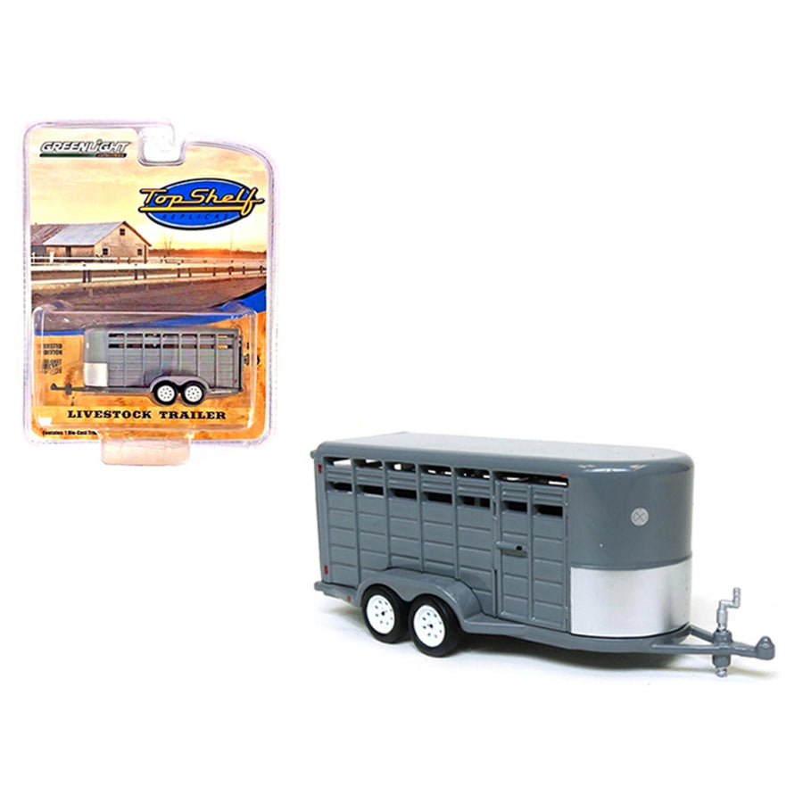 Livestock Trailer Gray Top Shelf Replicas Series 1/64 Diecast Model By Greenlight 51099