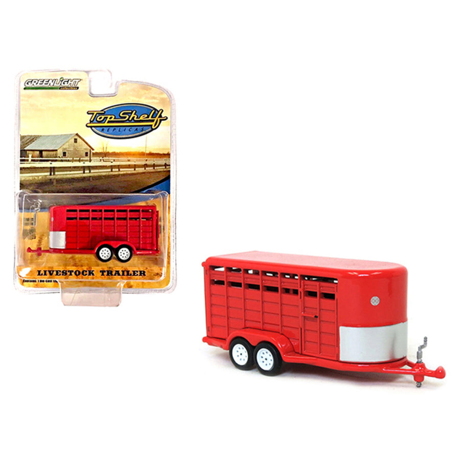 Livestock Trailer Red Top Shelf Replicas Series 1/64 Diecast Model By Greenlight 51100