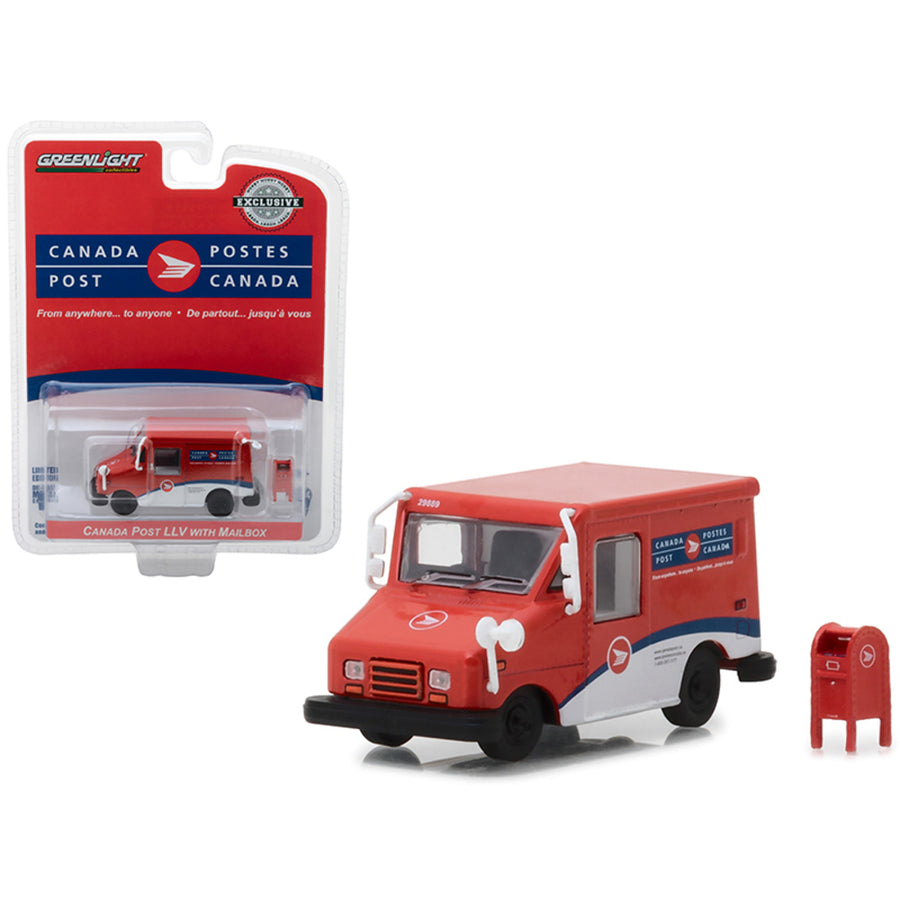 Canada Postal Service (canada Post) Long Life Postal Mail Delivery Vehicle (llv) With Mailbox Accessory Hobby Exclusive 1/64 Diecast Model Car By Greenlight 29889
