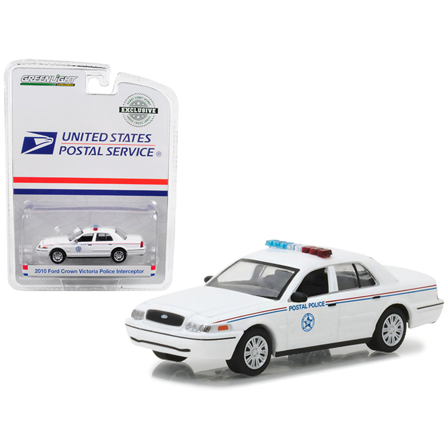 2010 Ford Crown Victoria United States Postal Service (usps) Police White 1/64 Diecast Model Car By Greenlight 29891