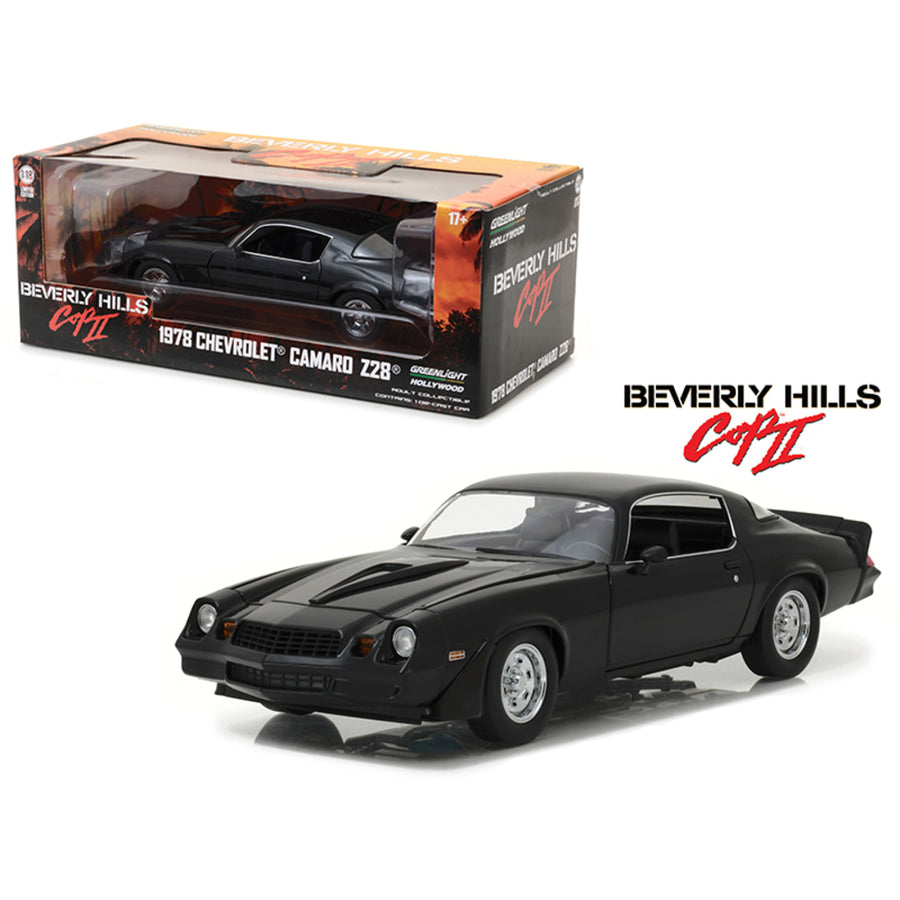 1978 Chevrolet Camaro Z/28 Black From Beverly Hills Cop 2 Movie 1/18 Diecast Model Car  By Greenlight 13501