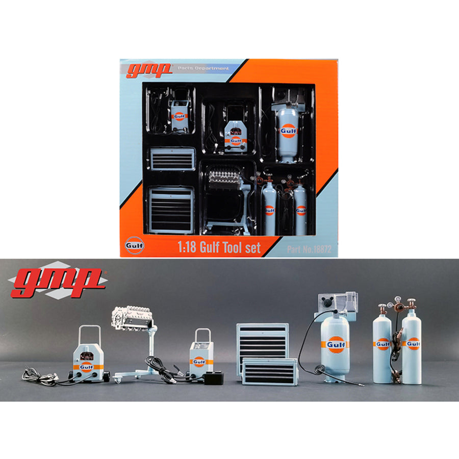 Garage Shop Tools Gulf Oil Set Of 6 Pieces 1/18 Diecast Replica By Gmp 18872