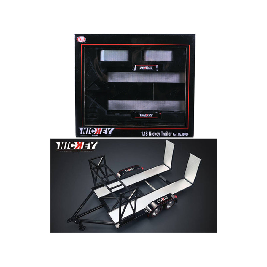 Nickey Chevrolet Tandem Car Trailer With Tire Rack 1/18 Diecast Model By Gmp 18884