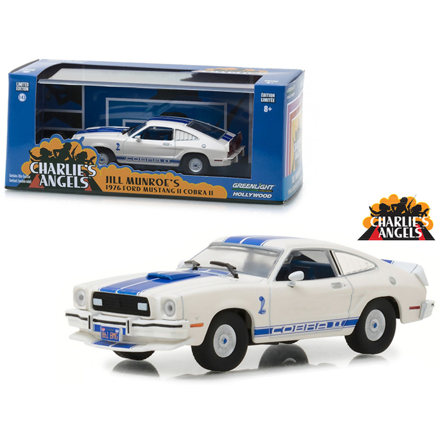 1976 Ford Mustang Cobra Ii White Charlies Angels (1976-1981) Tv Series 1/43 Diecast Model Car  By Greenlight 86516