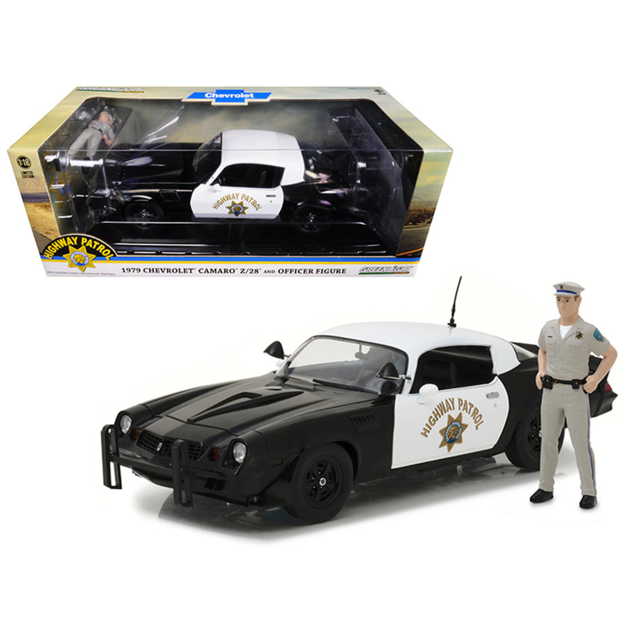 1979 Chevrolet Camaro Z/28 California Highway Patrol Hardtop (chp) With Police Officer Figurine 1/18 Diecast Model Car By Greenlight 13506