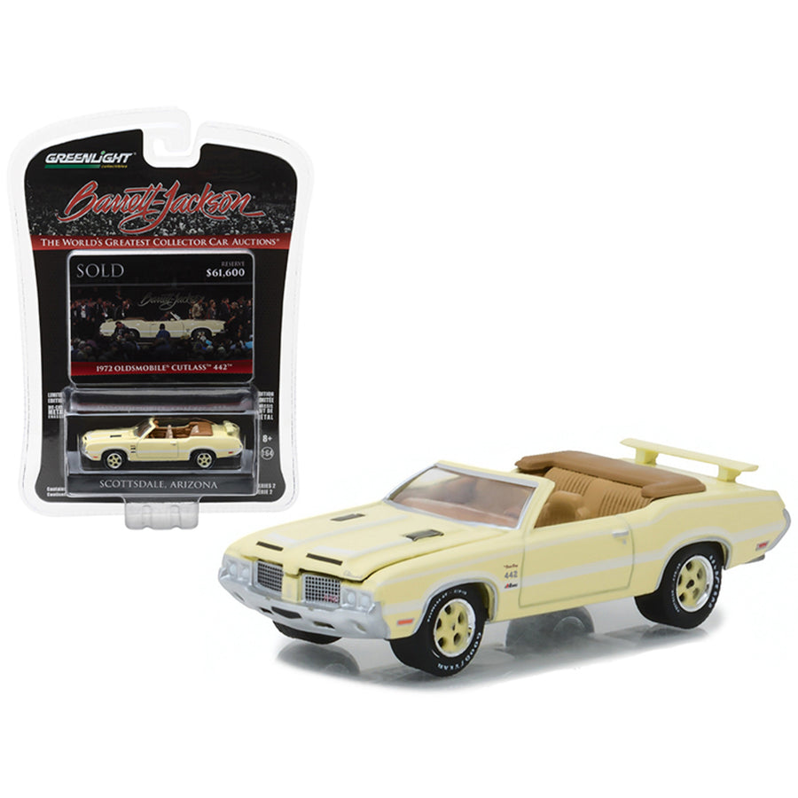 1972 Oldsmobile Cutlass 442 Bada Bing Convertible Yellow Previously Owned By Actor James Gandolfini Barrett Jackson Scottsdale Edition Series 2 1/64 Diecast Model Car By Greenlight 37130f