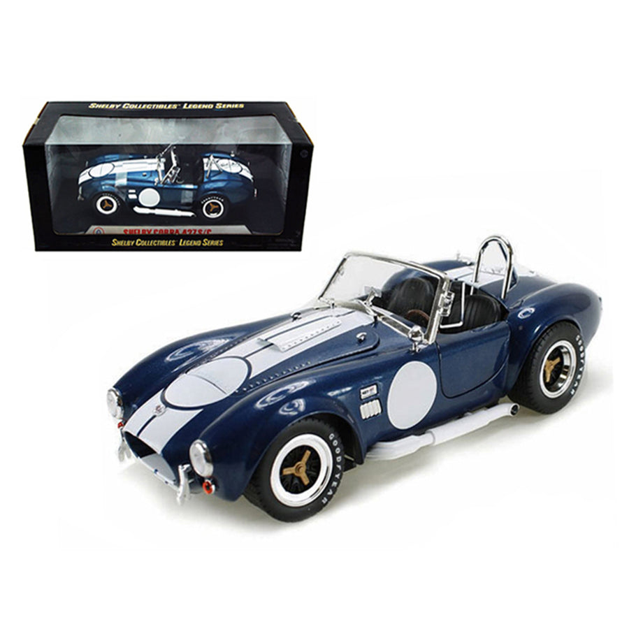 1965 Shelby Cobra 427 S/c Blue With Printed Carroll Shelby Signature 1/18 Diecast Model Car By Shelby Collectibles Sc121-1