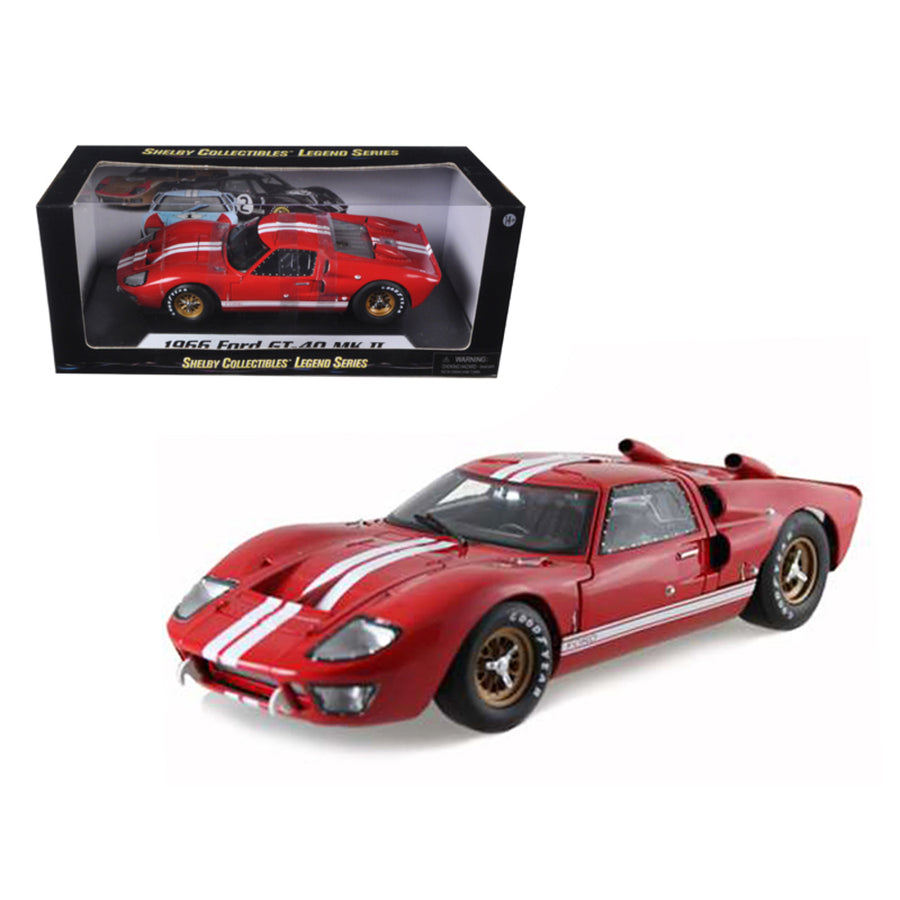 1966 Ford Gt40 Gt 40 Mark Ii Red 1/18 Diecast Model Car By Shelby Collectibles Sc400