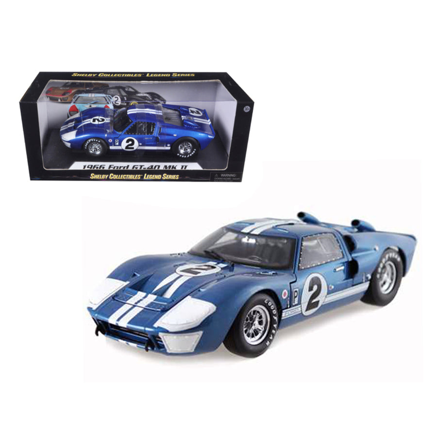 1966 Ford Gt40 Gt 40 Mark Ii #2 Blue 12 Hours Of Sebring 1/18 Diecast Car Model By Shelby Collectibles Sc401