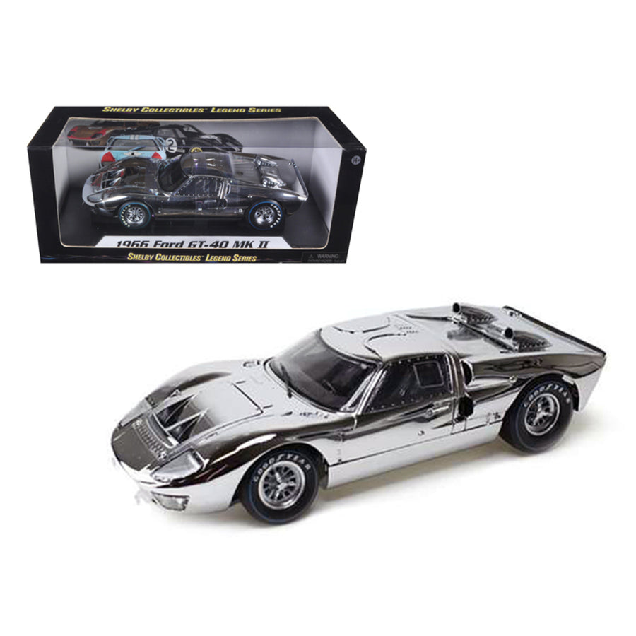 1966 Ford Gt40 Chrome Edition Limited To 500pc Worldwide 1/18 Diecast Car Model By Shelby Collectibles Sc413