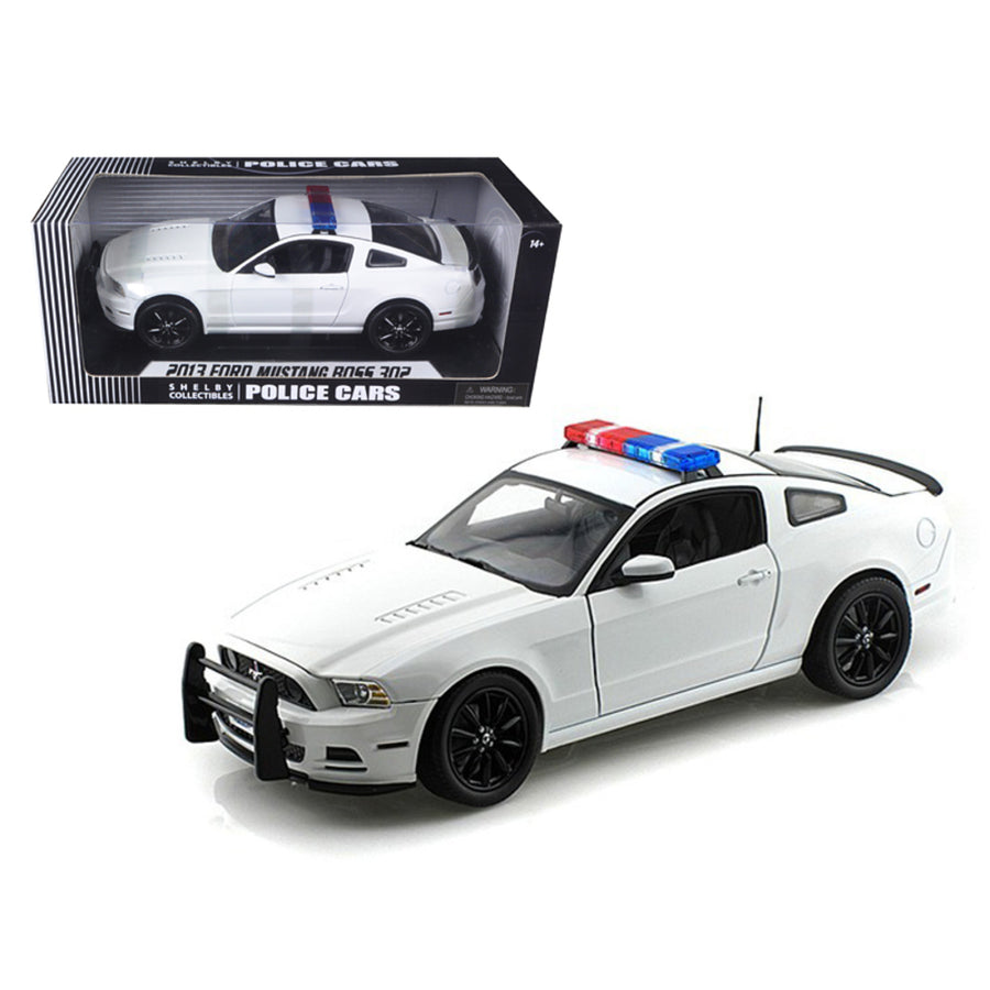 2013 Ford Mustang Boss 302 White Unmarked Police Car 1/18 Diecast Car Model By Shelby Collectibles Sc463