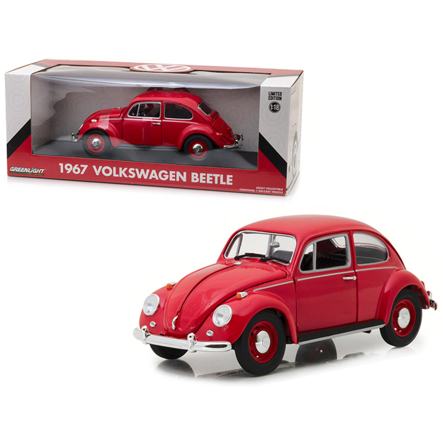 1967 Volkswagen Beetle Right Hand Drive Candy Apple Red 1/18 Diecast Model Car By Greenlight 13511