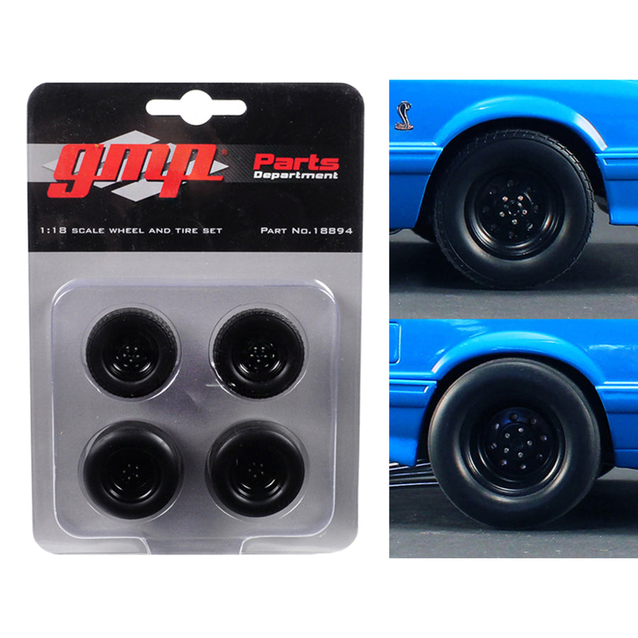 Wheels And Tires Set Of 4 From 1993 Ford Mustang Cobra 1320 Drag Kings King Snake 1/18 By Gmp 18894