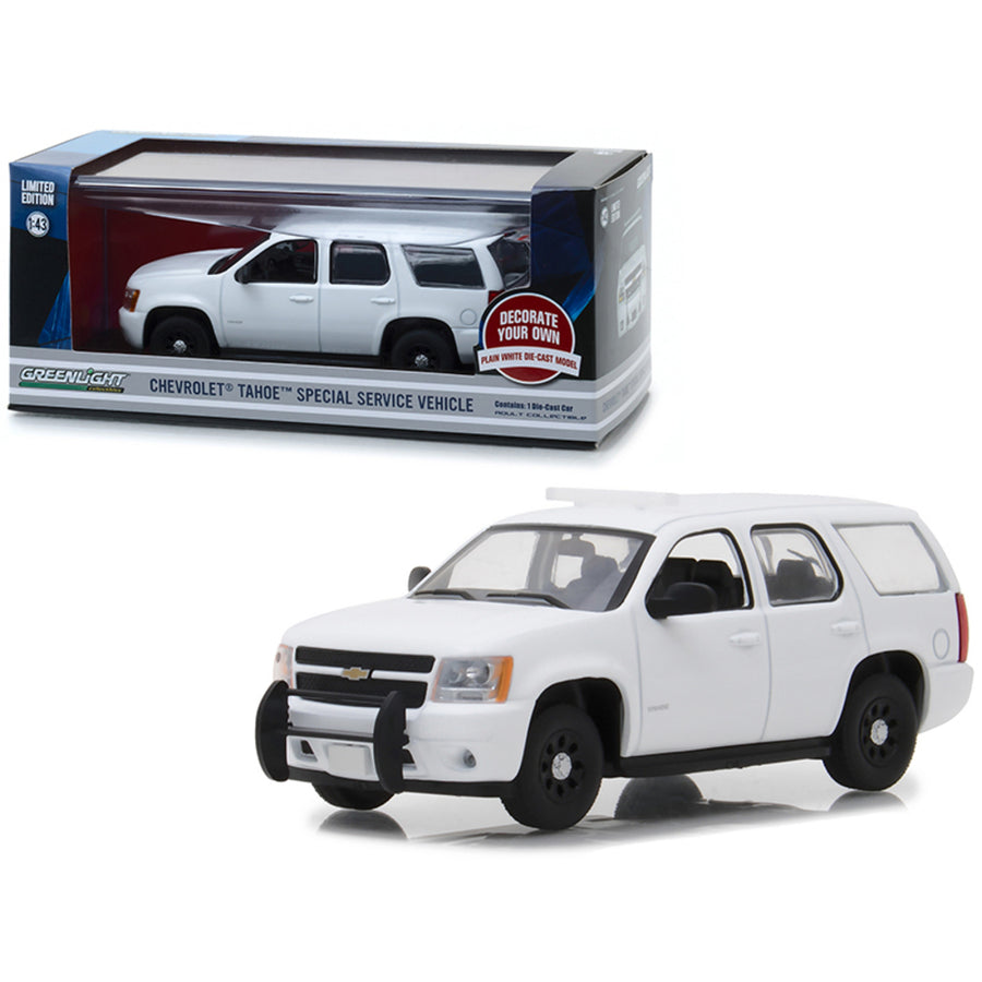 Chevrolet Tahoe Special Service Vehicle Plain White 1/43 Diecast Model Car By Greenlight 86096