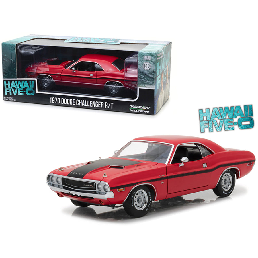 1970 Dodge Challenger R/t Red With Black Stripes Hawaii Five-0 (2010) Tv Series 1/18 Diecast Model Car By Greenlight 13516