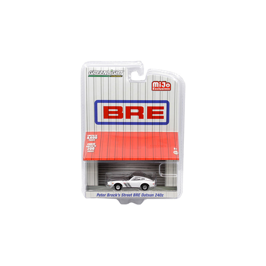 Datsun 240z  Peter Brocks Street Bre (brock Racing Enterprises) White With Silver Top And Stripes Limited Edition To 4,600 Pieces Worldwide 1/64 Diecast Model Car By Greenlight 51157