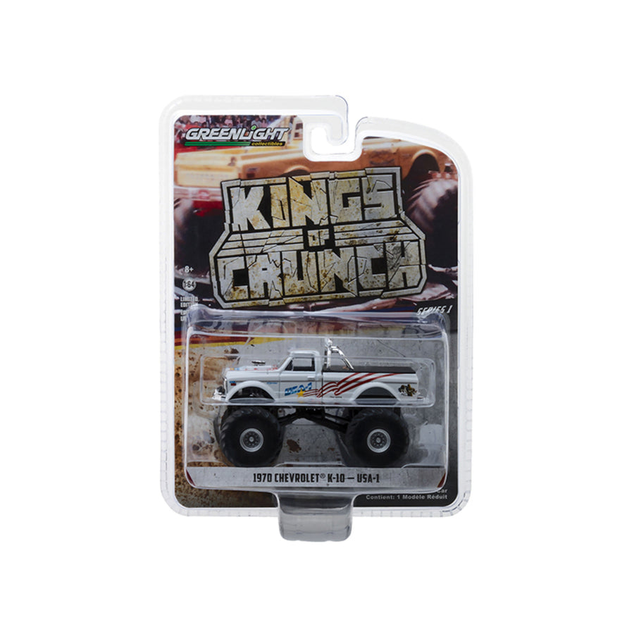1970 Chevrolet K-10 Usa-1 Monster Truck White Kings Of Crunch Series 1 1/64 Diecast Model Car By Greenlight 49010b
