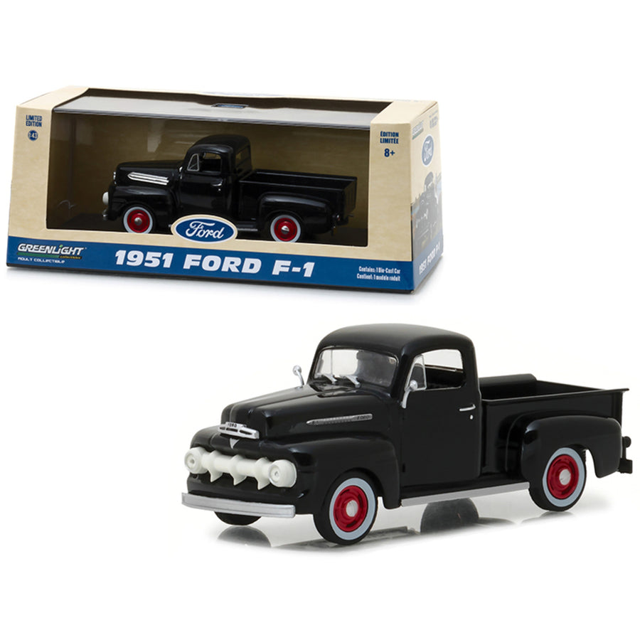 1951 Ford F-1 Pickup Truck Raven Black 1/43 Diecast Model Car By Greenlight 86315