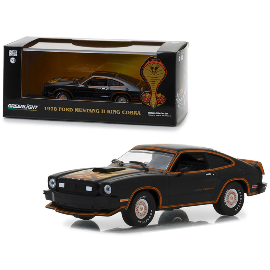 1978 Ford Mustang Cobra Ii Black With Gold Stripes 1/43 Diecast Model Car By Greenlight 86320