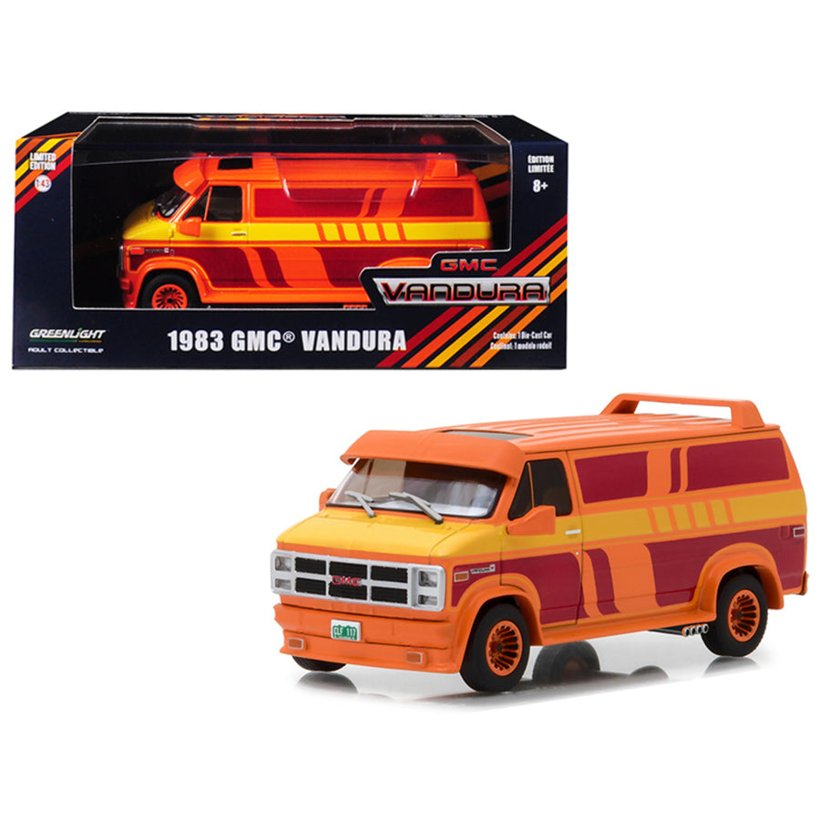 1983 Gmc Vandura Custom Orange With Custom Graphics 1/43 Diecast Model Car By Greenlight 86327