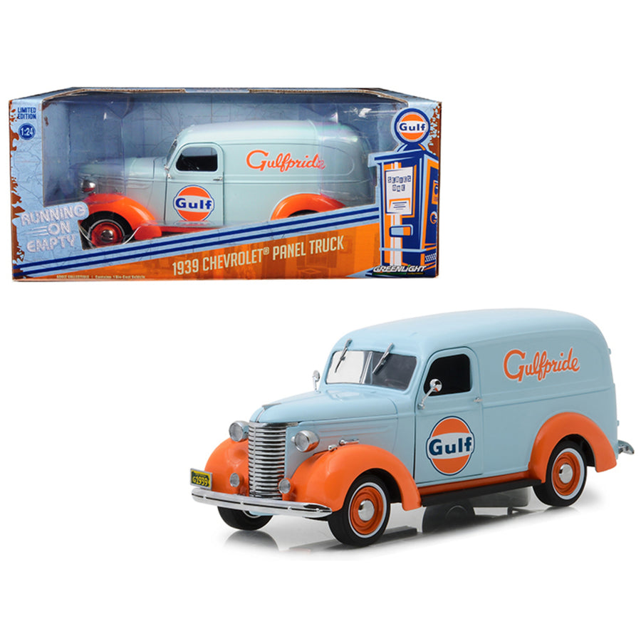 1939 Chevrolet Panel Truck Gulf Oil (gulfpride) Light Blue Running On Empty Series 1/24 Diecast Model Car By Greenlight 85011