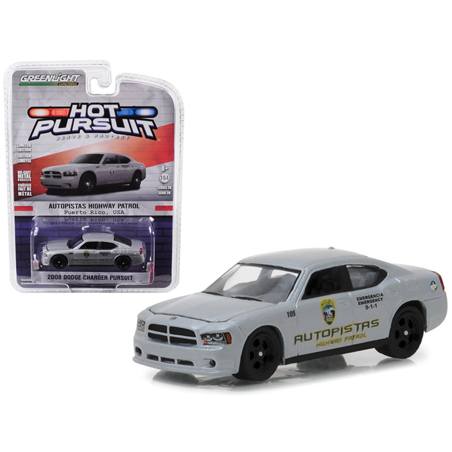 2008 Dodge Charger Pursuit Puerto Rico Autopistas Highway Patrol Hot Pursuit Series 28 1/64 Diecast Model Car By Greenlight 42850d