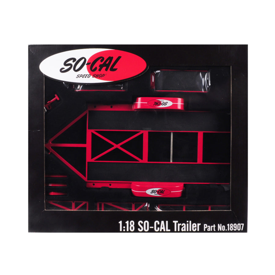 Tandem Car Trailer With Tire Rack So-cal Speed Shop Red Limited Edition To 996 Pieces Worldwide 1/18 Diecast Model By Gmp 18907
