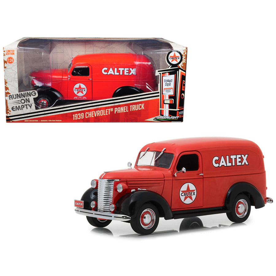 1939 Chevrolet Panel Truck Caltex Red Running On Empty Series 1/24 Diecast Model Car By Greenlight 18246