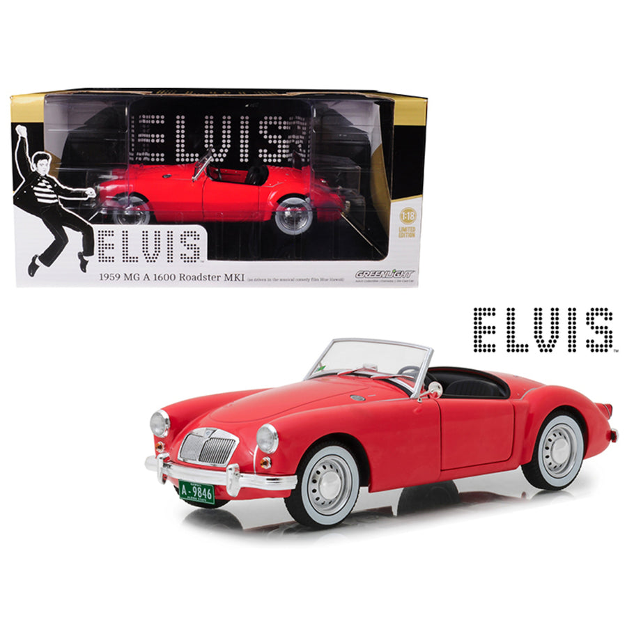 1959 Mg A 1600 Roadster Mki Red Blue Hawaii (1961) Movie Elvis Presley Series (1935-1977) 1/18 Diecast Model Car By Greenlight 13524