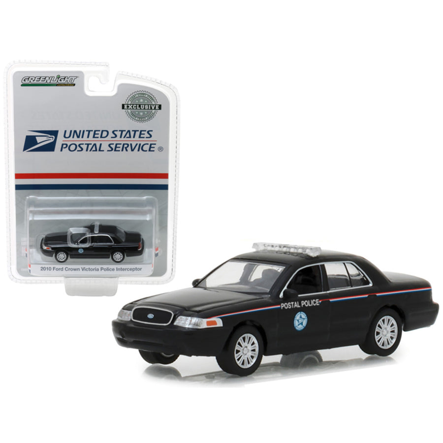 2010 Ford Crown Victoria Police Interceptor United States Postal Service (usps) Black Hobby Exclusive 1/64 Diecast Model Car By Greenlight 29971