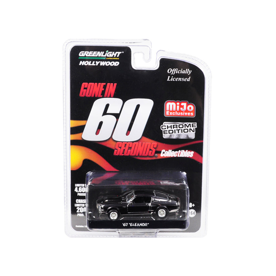 1967 Ford Mustang Custom Movie Star Eleanor Chrome With Black Stripes Edition Gone In 60 Seconds (2000) Movie Limited Edition To 4,600 Pieces Worldwide 1/64 Diecast Model Car By Green 51227