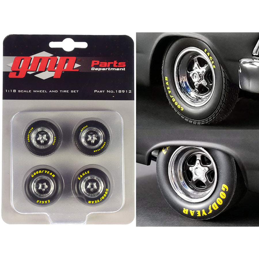 Pro Star 5-spoke Drag Wheels And Tires Set Of 4 Pieces From Pork Chops 1966 Ford Fairlane 1/18 By Gmp 18912