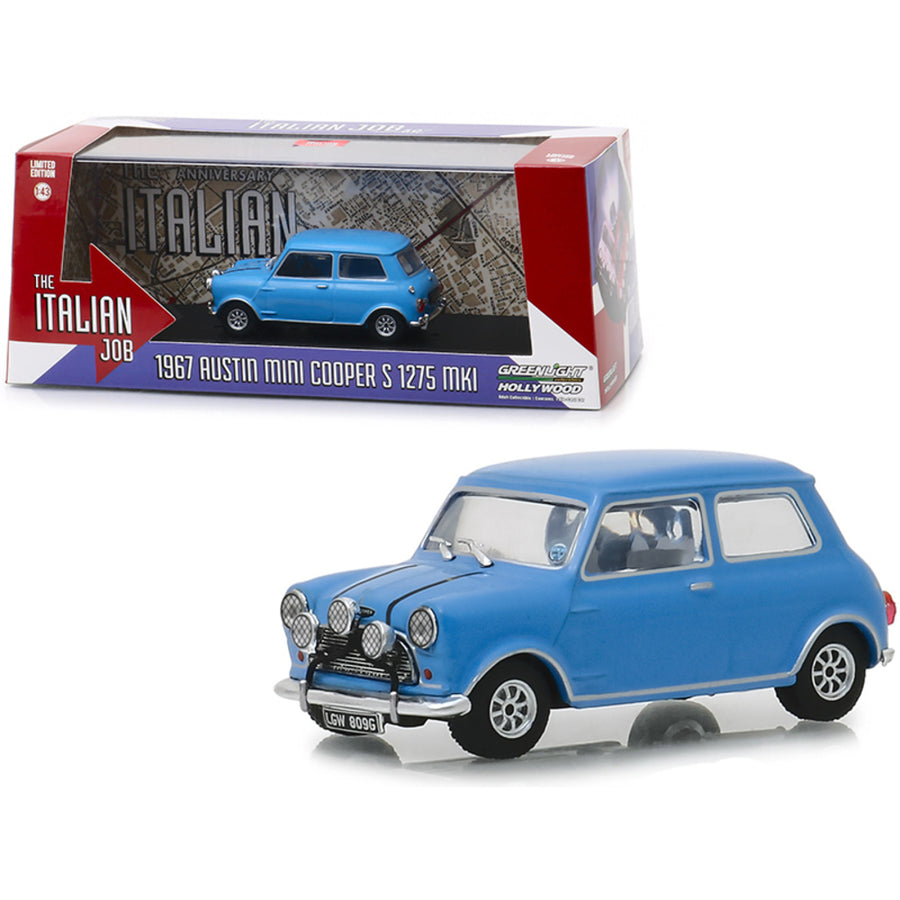 1967 Austin Mini Cooper S 1275 Mki Light Blue The Italian Job (1969) Movie 1/43 Diecast Model Car By Greenlight 86549