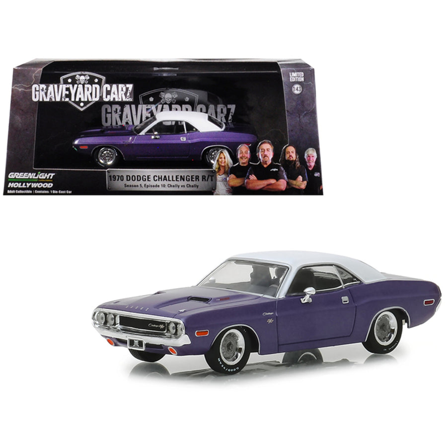1970 Dodge Challenger R/t Purple With White Top Graveyard Carz (2012) Tv Series (season 5, Chally Vs. Chally) 1/43 Diecast Model Car By Greenlight 86553